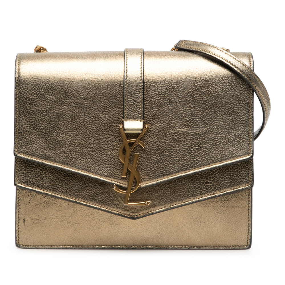 Pre-Loved Saint Laurent Medium Metallic Leather Monogram Sulpice Crossbody